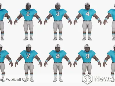 American Football Touchdown Character 03A Low-poly 3D model