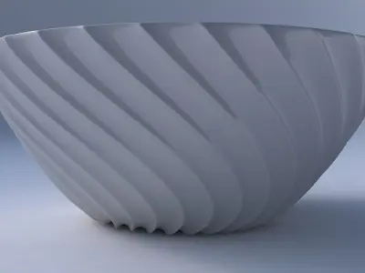 Bowl wide with bent extruded lines 3D print model