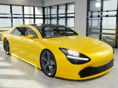 BLENDER EEVEE Brandless Mid Size 4 door sedan Low-poly 3D model