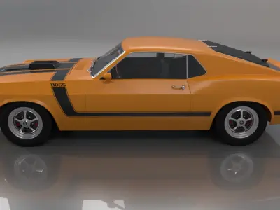 Mustang Boss 1970 High Poly and Low Poly 3D model