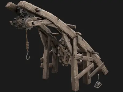 Steampunk Crane Lift  Low-poly 3D model