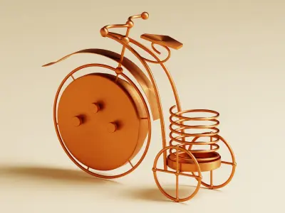 Vintage Metal Bicycle Bike Clock Home Decoration 3D Model Low-poly 3D model