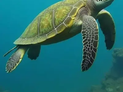 Sea Turtle Graceful Marine Reptile Animal Underwater Aqua Low-poly 3D model