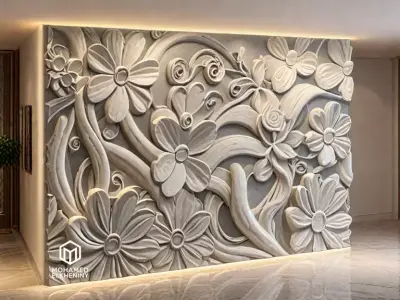 CNC STL Relief Panel Classic Floral Art Carving File 264 3D model