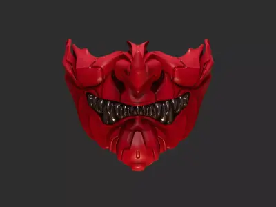 Tengu Half Face Oni Mask 16 Demon 3D print model
