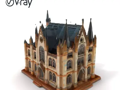 Gothic Cathedral Architecture Model Pack Low-poly 3D model