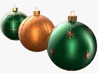 Christmas Tree Ornament Set4 - Green Orange 3D model