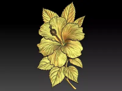 1 Hibiscus CNC Relief Model 3D print model