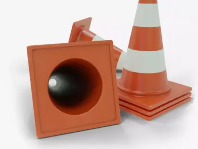 Traffic Cone High and Low Poly Gameready for Engines Low-poly 3D model
