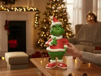 Santa grinch decorative sculpture christmas 3D print model