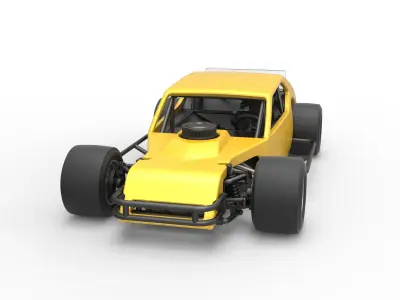 Vintage Asphalt Modified stock car V2 Scale 1 to 25 3D print model