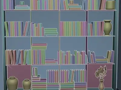 80 books with a shelf  Free 3D model