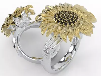 sunflower ring bend 3D print model