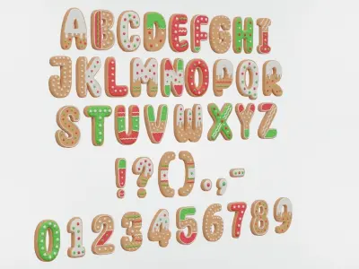 Gingerbread Christmas Cookie Alphabet Set 2 3D model