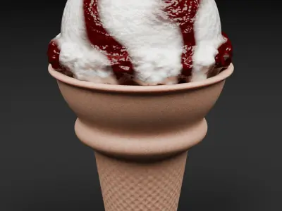 Chocolate Symphony in a Waffle Cone ice cream 3D model 3D model