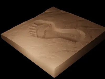 Bigfoot Footprint CNC 3d Print High Relief Sand Casting 3D print model