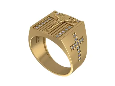 Jesus Cross Men Ring 3D Printable Jewelry Model 3D print model