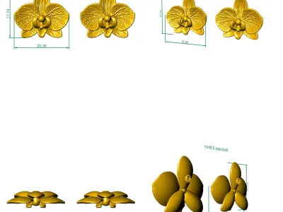 EARRING ORCHID VERSION 2  3D print model