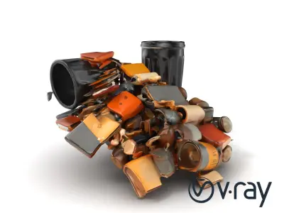 Jumbled Trash Assembly Waste Model Pack Low-poly 3D model