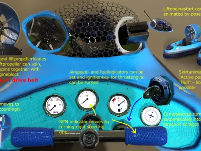Racing-ACV inflatable boat with fan 3D model
