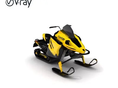 Sleek Snowmobile D Model Pack for Winter Adventures Low-poly 3D model