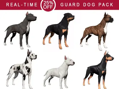 Guard Dog Pack Low-poly 3D model