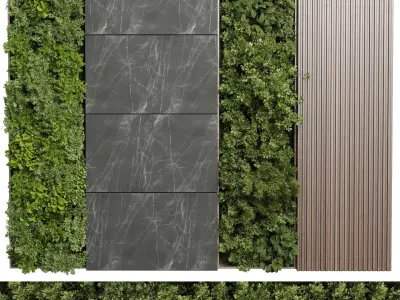 Vertical Wall Garden With Wooden frame - wall garden set 74 3D model