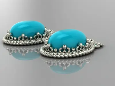 Turquoise earrings 3D print model