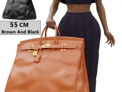 Birkin 55 HAC Bag Low-poly 3D model