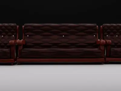 Leather finished 5 Seater SOFA Free 3D model