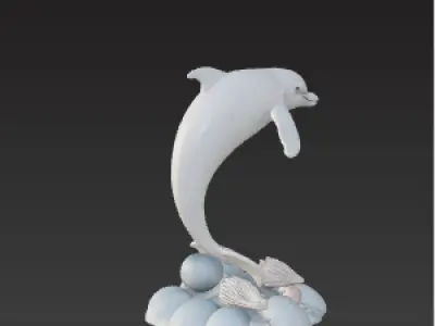Dolphin Fountain Statue  Leaping Water Feature for Seaside  Low-poly 3D model