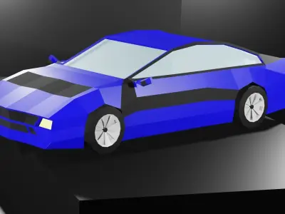 Lowpoly Sport Car - Neon Blue  Low-poly 3D model