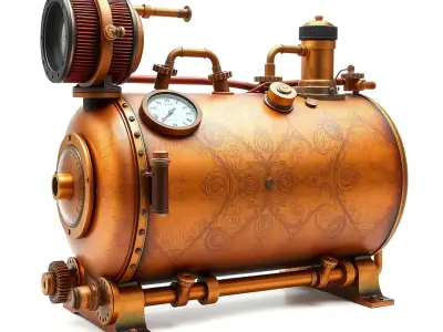 Steampunk Boiler Model Pack with Intricate Gauges Low-poly 3D model