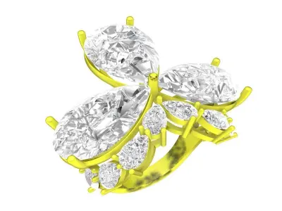 A7454 Luxury HongKong Style Diamond Women Ring 3D print model