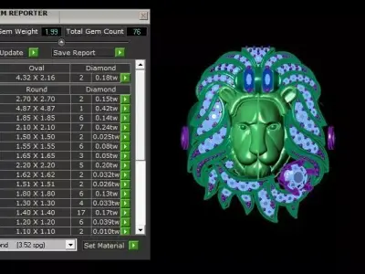 Diamond lion ring 3D print model