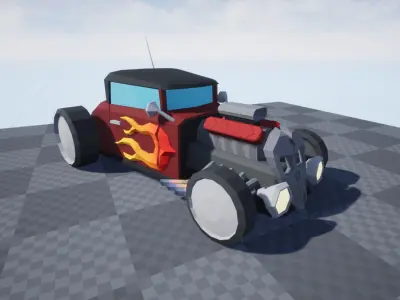 Hot Rod Polygonal Car Model - Game Ready Low-poly 3D model