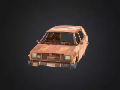 Abandoned Rusty Car Low-poly 3D model