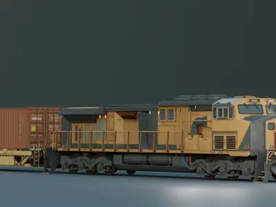 Locomotive train engine Low-poly 3D model