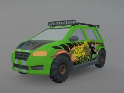 Low Poly Post Apocalypse Simple Sport Car Low-poly 3D model