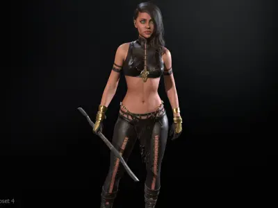 Defender Girl 2 Low-poly 3D model