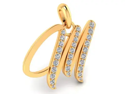 Pendant Alphabet Letter M Diamond 3D print model