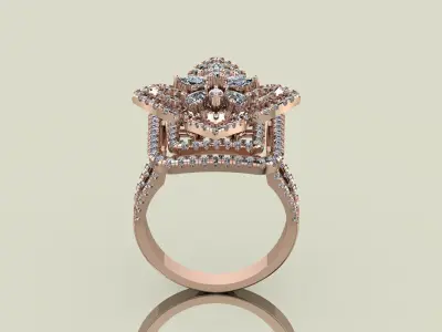 Ladies Diamond Ring -  3D print model