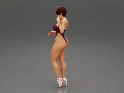 Young sexy Girl Wearing a sexy Monokini 3D print model