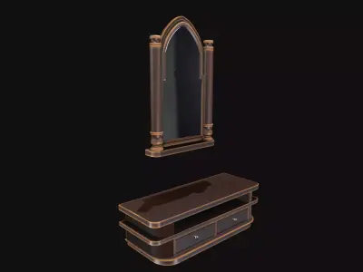 Medieval Wall Mirror Low-poly 3D model