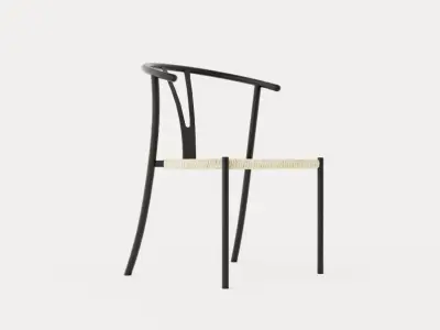 Elysia Dining Chair Steel Nature Spring Black Low-poly 3D model
