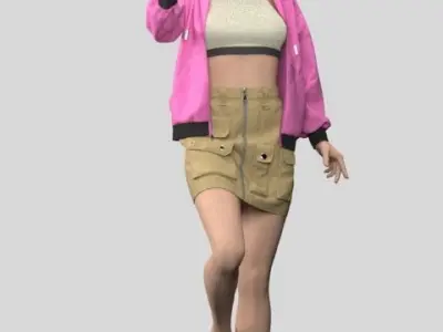 Women Mini Skirt and Sport Bra - 35 Marvelous Designer and Clo3D 3D model