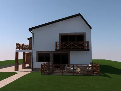 country house with balcony 3D model