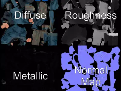 Stylish BlueHaired Character model pack Low-poly 3D model