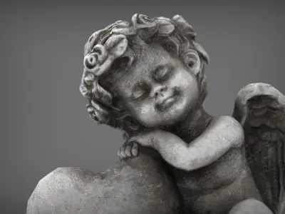 Angel with Heart Low-poly 3D model