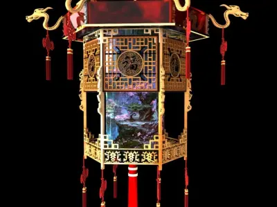 Chinese palace lantern 3D model 8